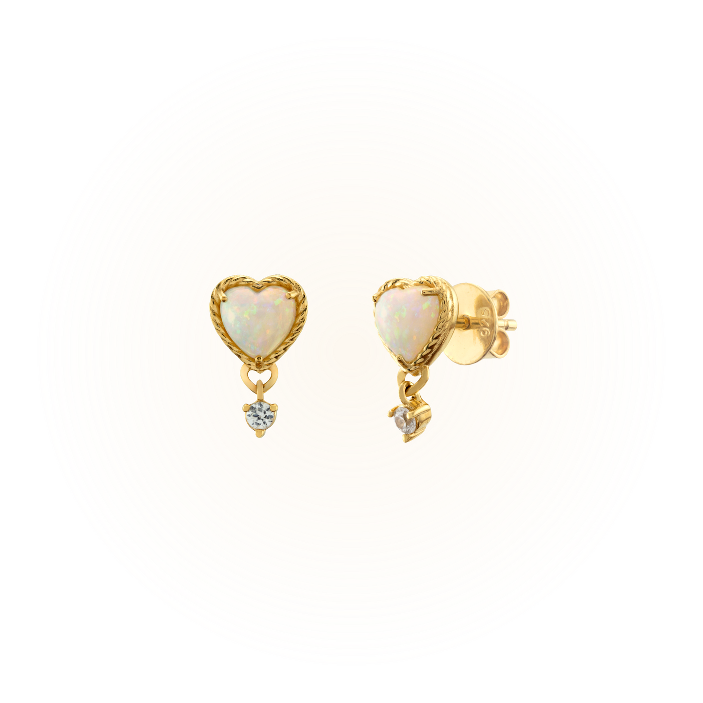 Opal Heart Earring
